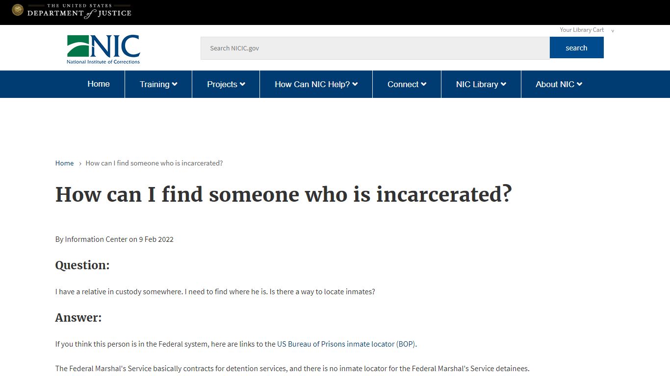 How can I find someone who is incarcerated? | National Institute of ...